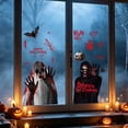 thumbnail image 5 of Halloween Window Clings,Scary Ghost Skeleton Zombie Static Stickers Window Decals With Blood Handprint Bats Pumpkin Design Home Glass Party Decoration Indoor Holiday Spooky Scene Display (red), 5 of 6