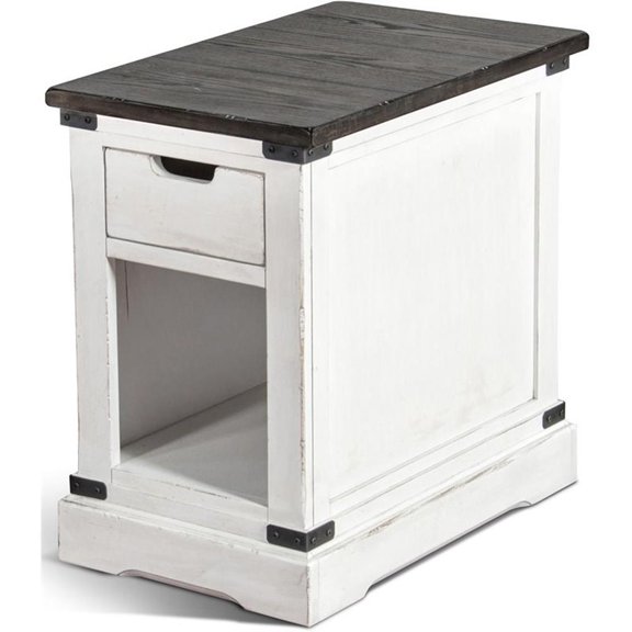 Pemberly Row 16" Farmhouse Wood Chair Side Table in Off White