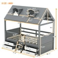 thumbnail image 2 of Harper & Bright Designs Twin Size Wood House Bed Frame with Fence and 4 Storage Drawers, Playhouse Tent Bed with Roof and 2-step Ladder for Boys Girls Teens Bedroom, Gray, 2 of 12