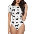 thumbnail image 1 of Saiise Motif Border Collie Chien Grenouillère à Manches Courtes Col Rond Pyjama Extensible avec Fermeture à Pression-TTG, 1 of 7