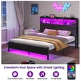 thumbnail image 2 of Greenstell Queen Bed Frame with Bookshelf Headboard - Metal Platform Bed with Charging Station, LED Bed Frame, Easy Assembly, Noise-Free, Adult, Black, 2 of 7