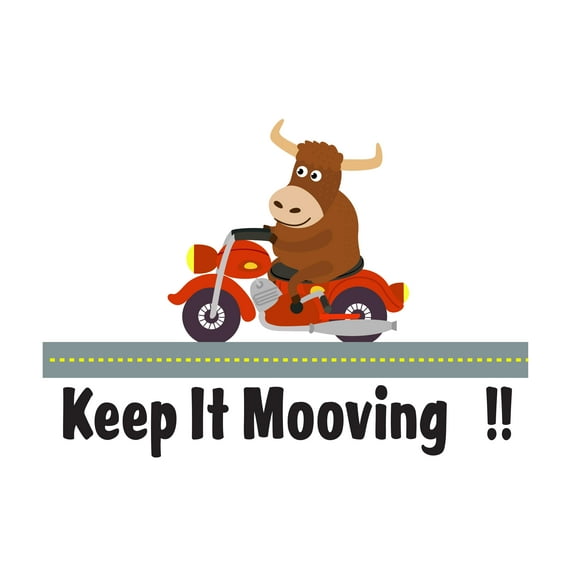 Keep it Mooving Kids Vinyl Wall Decal Art- Wall Decal Decorative Art Decor Sticker For Nursery Kids Room Bedroom Playroom Classroom- Size : 10" x 7".