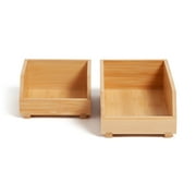 U Brands Zen Stacking Bins, Set of 2, 4.5 x 7.7 x 5, Bamboo, Made of Natural Materials