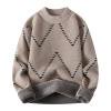thumbnail image 3 of successthop Mens Sweaters Long Sleeve Sweater Chunky Crewneck Fall Winter Pullover Knitwear Casual Solid Knit Tops Brown, 3 of 4