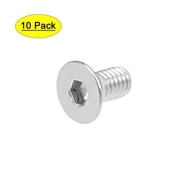 Unique Bargains M6x12mm Flat Head Machine Screws Inner Hex Screw 304 Stainless Steel Fasteners Bolts 10 Pcs