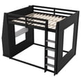 thumbnail image 6 of Mirightone Wood Queen over Queen Bunk Bed with Gaming Desk and Storage Shelves, Gaming Bunk Bed with LED Light & Charging for Gamer - Black+Gray, 6 of 7