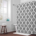thumbnail image 5 of Moroccan Lattice Fabric Shower Curtain Grey Geometric Classic Quatrefoil Trellis Washable Shower Curtains for Bathroom, Waterproof Bath Curtain with Hooks Home Decor 72x72in, 5 of 8