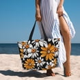 thumbnail image 6 of Balery Yellow White Daisy Pattern Beach Travel Bag - Water-Resistant, Large Capacity Lightweight Tote with 7 Pockets for Women and Men - Perfect for Beach, Pool, Gym, and Travel, 6 of 7