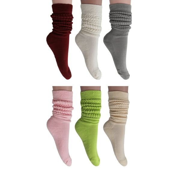 Cotton Slouch Socks Shoe Size 5-10 (Bordeaux-Ivory-Gray-Pink-Almond Green-Ecru)