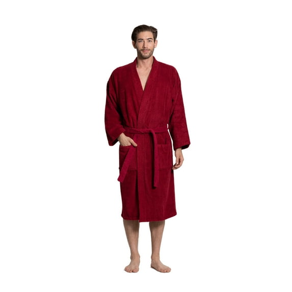 Turkuoise Men's Terry Cloth Robe 100% Premium Turkish Cotton Terry Kimono Collar