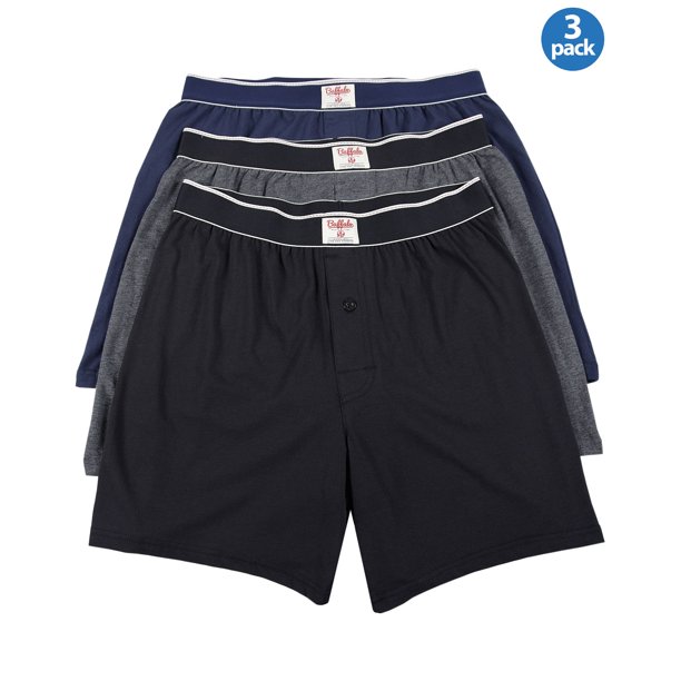 Buffalo Jeans Buffalo David Bitton Men S 3 Pack Knit Boxers In Black Grey Blue L Walmart Com Walmart Com