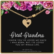 Great Grandma Jewelry  Great Grandmother Gifts  14k Gold Bracelet  Gold Heart with Heart Cutout Charm  Magnetic Clasp  Grandparents Gifts from Grandchild  Gift for Grandma from Grandchildren