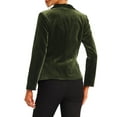 thumbnail image 4 of INSPIRE CHIC Women's Velvet Blazer Solid Color Shawl Collar One Button Wear-to-Work Suit Jacket M Olive Green, 4 of 7