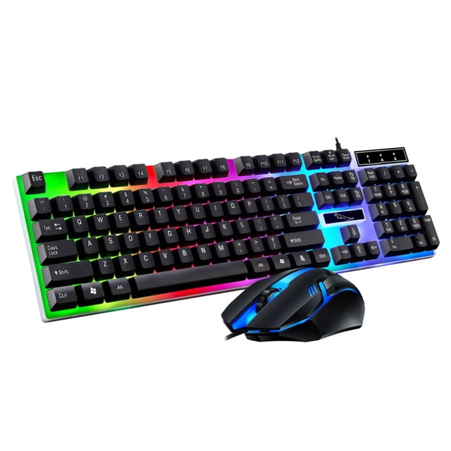 Shisuyan Wired Gaming Keyboard Mouse Set Colorful Backlight Computer Game Keyboard Mouse Gaming Accessories (Black)