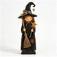 thumbnail image 3 of 3 Pack Vintage Hand Carved Wooden Witch Figurines, Standing Folk Art Witch Statues, Halloween Tabletop Decor for Shelf Fireplace Mantel Home Decoration, 3 of 9