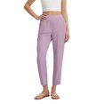 thumbnail image 2 of Evdexr Womens Pants Golf Straight Leg Trousers Stretchy High Waisted Fashion Slacks Comfy Vacation Comfortable Pant with Pockets Light Purple 2XL, 2 of 6