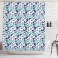 thumbnail image 1 of Garden Shower Curtain, Tropical Blossoming Flowers Farmland Theme Botanical Illustration, Fabric Bathroom Set with Hooks, 69"W X 84"L Extra Long, Pale Green White and Blue, by Ambesonne, 1 of 3