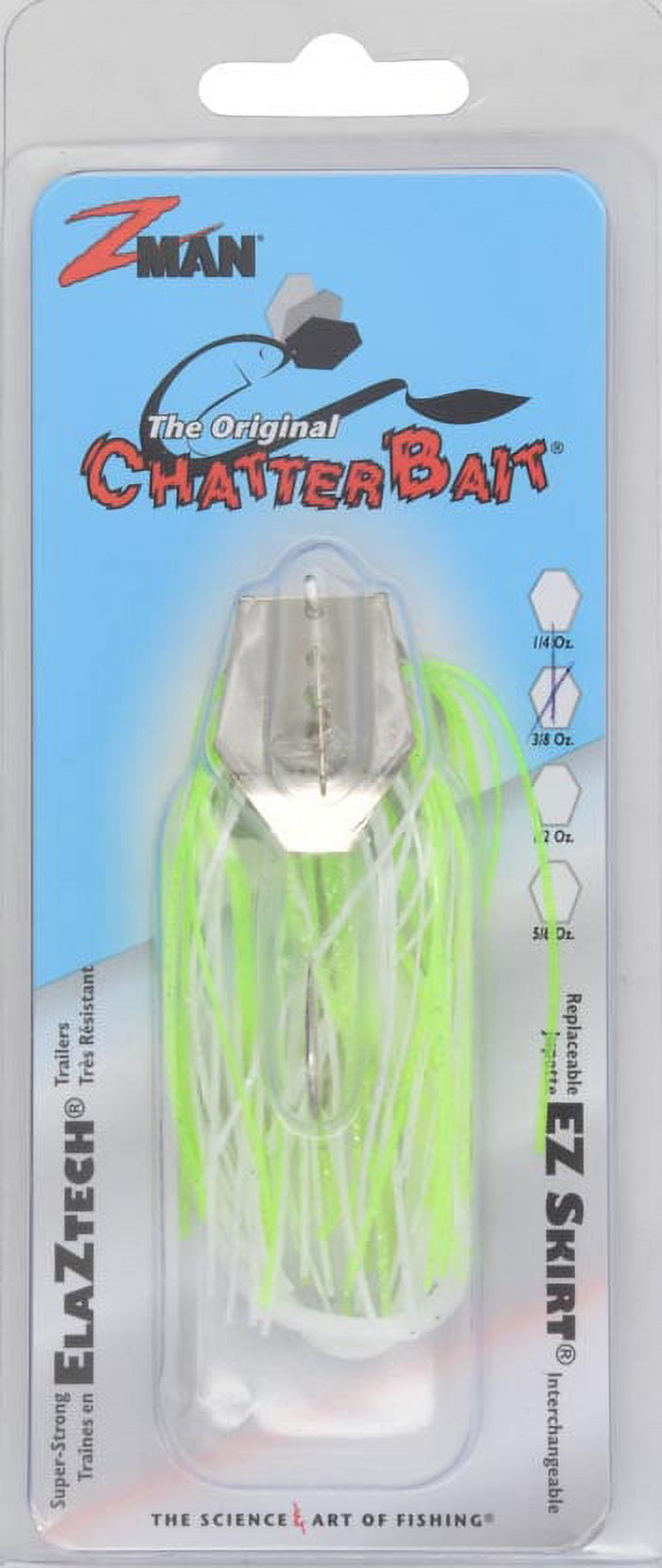 Z-Man Chatter Bait Original Lures, Chartreuse White, 3/8 oz