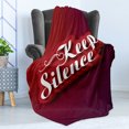 thumbnail image 4 of Saying Soft Flannel Fleece Throw Blanket, Keep Silence Typographic Phrase Hand Writing Inscription Print, Cozy Plush for Indoor and Outdoor Use, 50" x 60", Red Maroon and White, by Ambesonne, 4 of 5