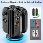Switch 2 Controller Charger for Joy-pad 2, Joycon 2 Charging Dock for Any Direction Charging, 9 Light Modes Switch 2 Joycon Charger Station for Wii Case & Storage