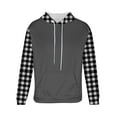 thumbnail image 4 of Mens Hoodies Color Block Checked Printed Sweatshirts with Pockets Fleece Lined Hooded Pullover Fall Outwears Work Wear Sweaters Loose Hoody Long Sleeve Tops Sportswear M-4XL, 4 of 5