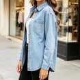 thumbnail image 6 of ClodeEU Women's Classic Button Down Denim Shirt Jacket,Casual Loose Jean Shacket ,Women's Plus S, 6 of 9