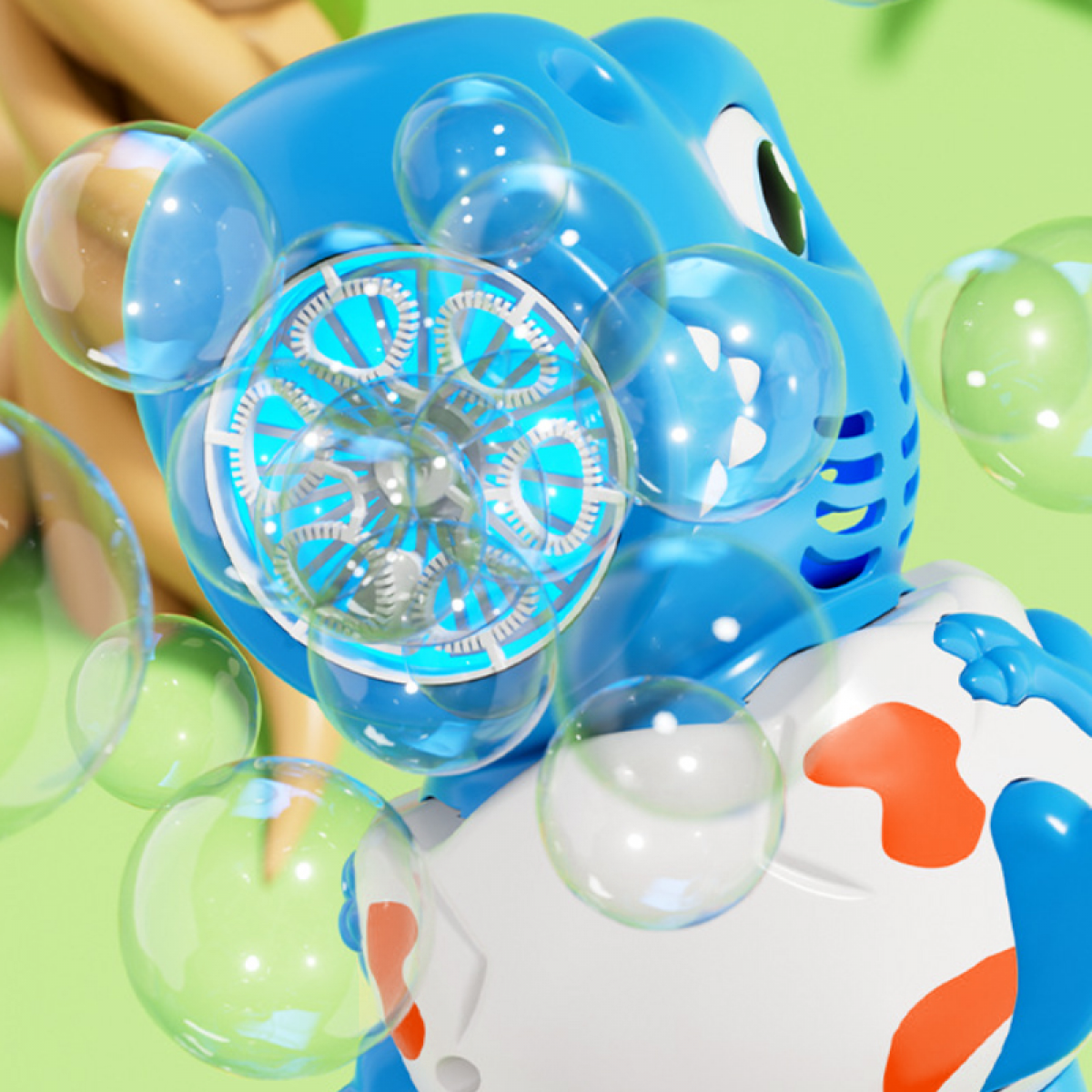 Dinosaur Bubble Wand for Kids, Electric Bubble Blower for Boys Girls Outdoor Play Garden Yard Party Bubble Fun Gifts Idea(Blue)