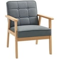thumbnail image 1 of HOMCOM Fauteuil d'Appoint, Fauteuil Rembourré avec Dossier Capitonné, Gris, 1 of 10