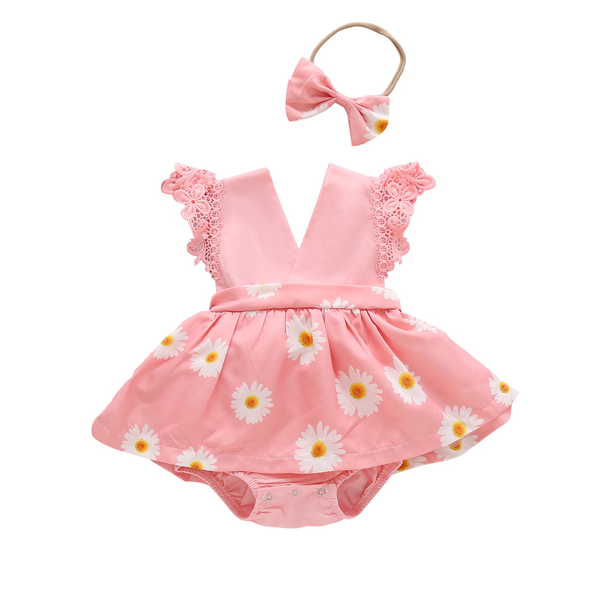 1 Set Neugeborene Strampler und Stirnband Lace Dress Bodysuit Outfits 
