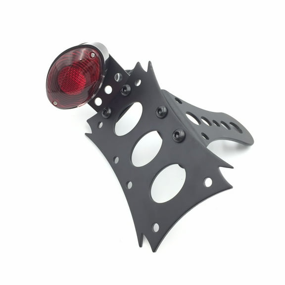 HTT-MOTOR Motorcycle Black Horizontal Vertical Zigzag Side Mount License Plate Bracket Black Oval-shaped LED Tail Brake Light Integrated For Honda CBR Kawasaki Ninja Suzuki Boulevard GSXR