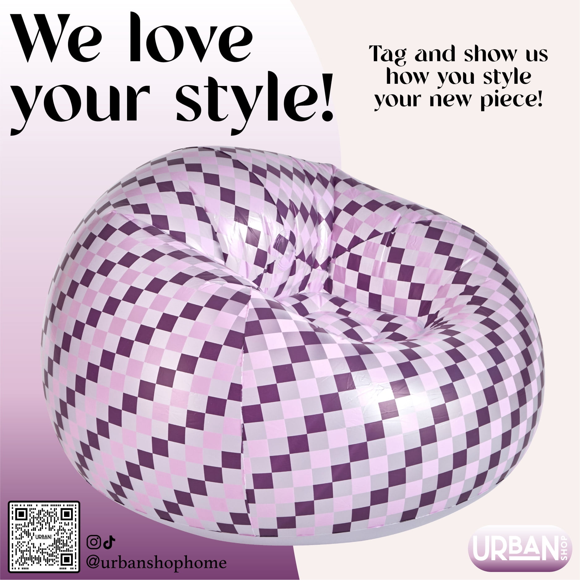 Urban Shop Inflatable Chair, Purple/White, Teen and Adults