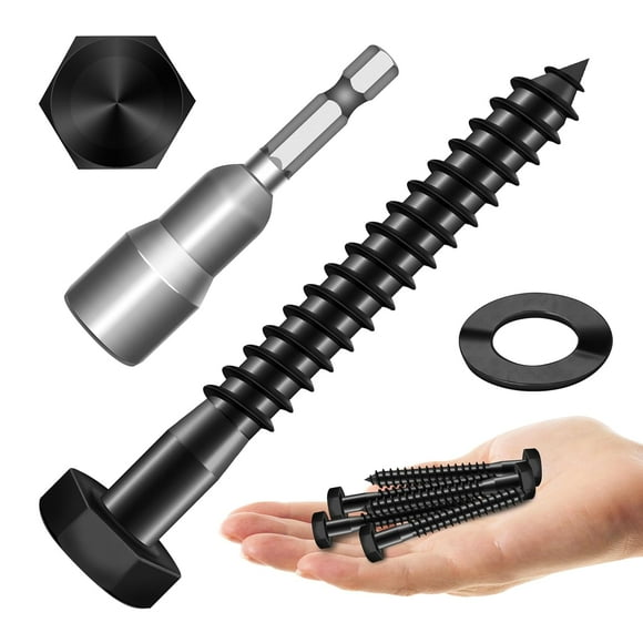 shiyou-(20Sets) 1/4" x 2-1/2" Hex Head Lag Bolts, Heavy Duty Lag Screws with Washers, 304 Stainless Steel Bolts 18-8, Lag Screws Wood Screws, Partial Thread Black Oxide, 1/4 Bolt by Mywish