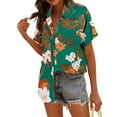 thumbnail image 4 of Frontwalk Women Hawaiian Style Shirts Summer Button Down Loose Floral Print Tops Beach Blouse Ladies Short Sleeve Business Tunic Shirt, 4 of 4