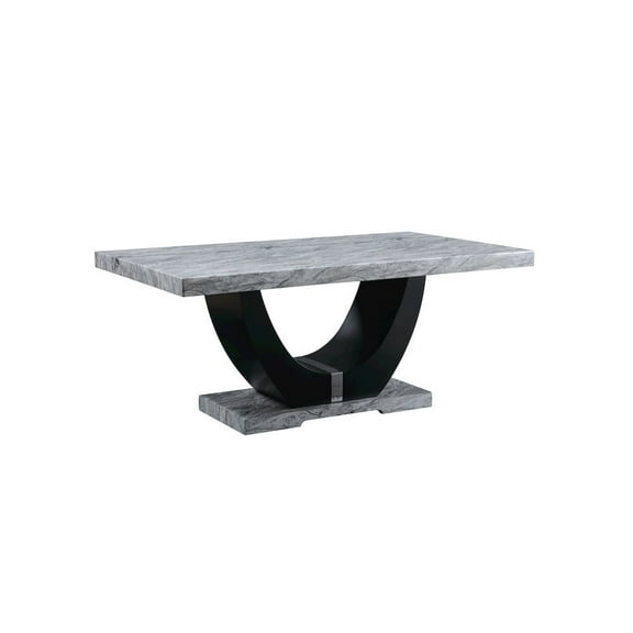 ACME Caralin Wood Dining Table in Gray Engineered Stone & Black