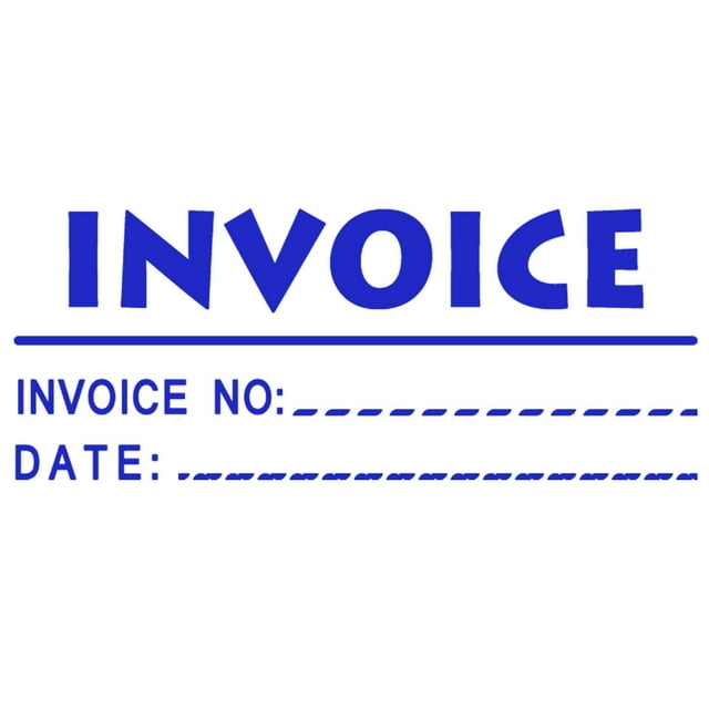 Printtoo Invoice Self Inking Rubber Stamp Pre-Inked Office Stamp- Home Office Business Stationery, 47 x 20 mm Blue