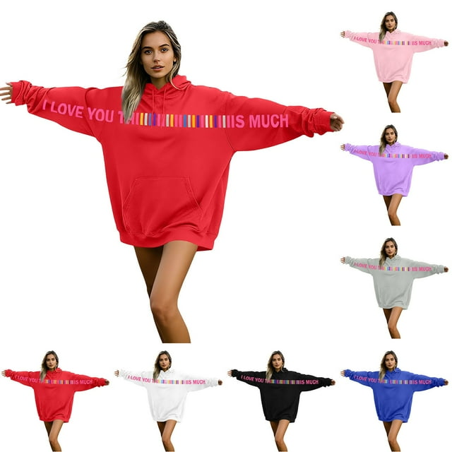 RKSTN Couples Valentine's Day Sweatshirt for Women Oversized Crewneck Valentines Letter Printed Sweatshirts Unisex Couples Plus Size Round Neck Loose Comfy Long Sleeve Sweatshirt Couplewear