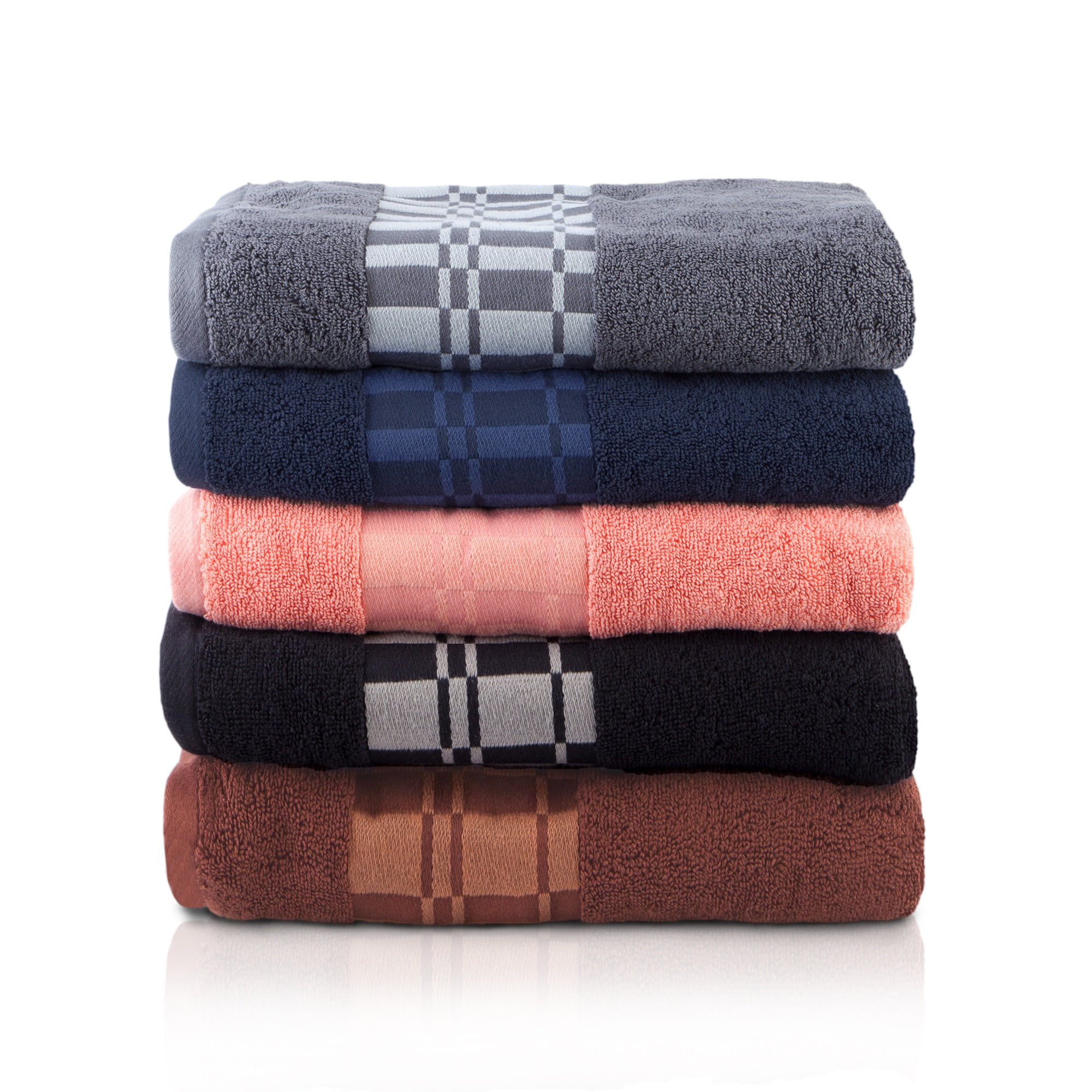 Superior Larissa 6-Piece Cotton Embroidered Towel Set, Navy Blue