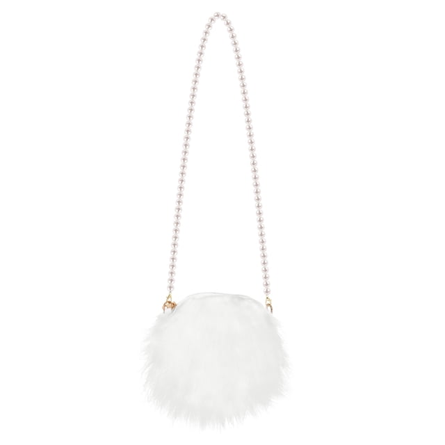 BRIGHTFUFU Bolsa de axila fenical Bolsa de hombro Moda Bolsa mullida MUJER MUJER DE PLUSO CROSS BOLSO CON CADENA DE PEAL (BLANCO)