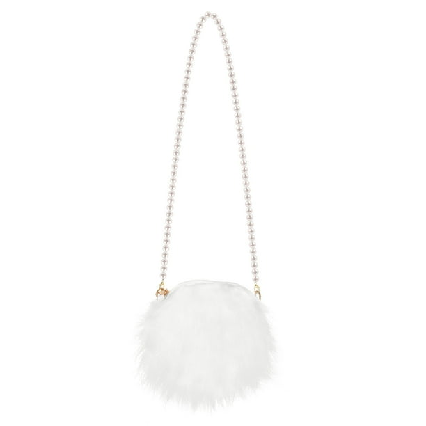 BRIGHTFUFU Bolsa de axila fenical Bolsa de hombro Moda Bolsa mullida MUJER MUJER DE PLUSO CROSS BOLSO CON CADENA DE PEAL (BLANCO)