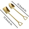 thumbnail image 3 of Cooking Spoons 2-piece Creative Shovel Shaped Stainless Steel Spoon Household Eating Spoon Coffee Mixing Spoon Table Spoons (Color : Brass), 3 of 5