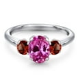 thumbnail image 3 of Gem Stone King 2.39 Ct Oval Pink Created Sapphire Red Garnet 925 Sterling Silver Ring (Size 6), 3 of 6