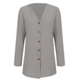 thumbnail image 4 of Women's Ribbed Knit Cardigan Anti-Pill Cloud Comfort Cardigan Fall Lightweight Open Front Coat Coffee Run Chic Pocket Packable Layer Fine Brushed Soft Long Sleeve Grey XL, 4 of 9