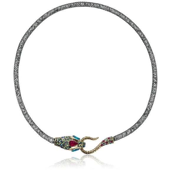 Betsey Johnson "Dark Shadows Pave Snake Mesh Collar Necklace