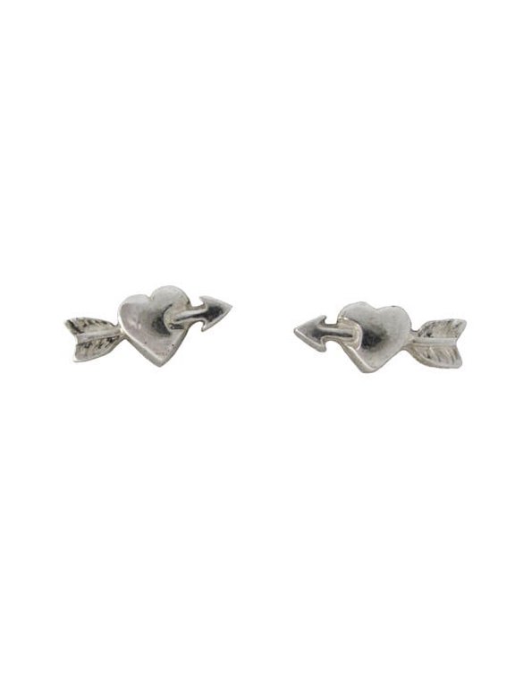 Sterling Silver Cupid's Arrow Heart Post Earrings
