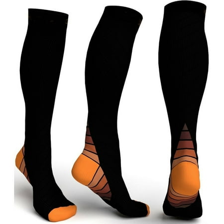 IGIA Unisex New Graduated Compression Sports Sock For Blood Circulation & Pain Relief (6 Pair)-L/XL-Orange