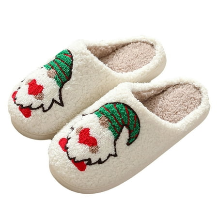 

NASIQXB Couples Men Women Christmas On Furry Flat Home Winter Round Toe Keep Warm Cartoon Prints Slippers Shoes Womens Slippers Cushion Womens Slipper Booties Soft Slippers for Women