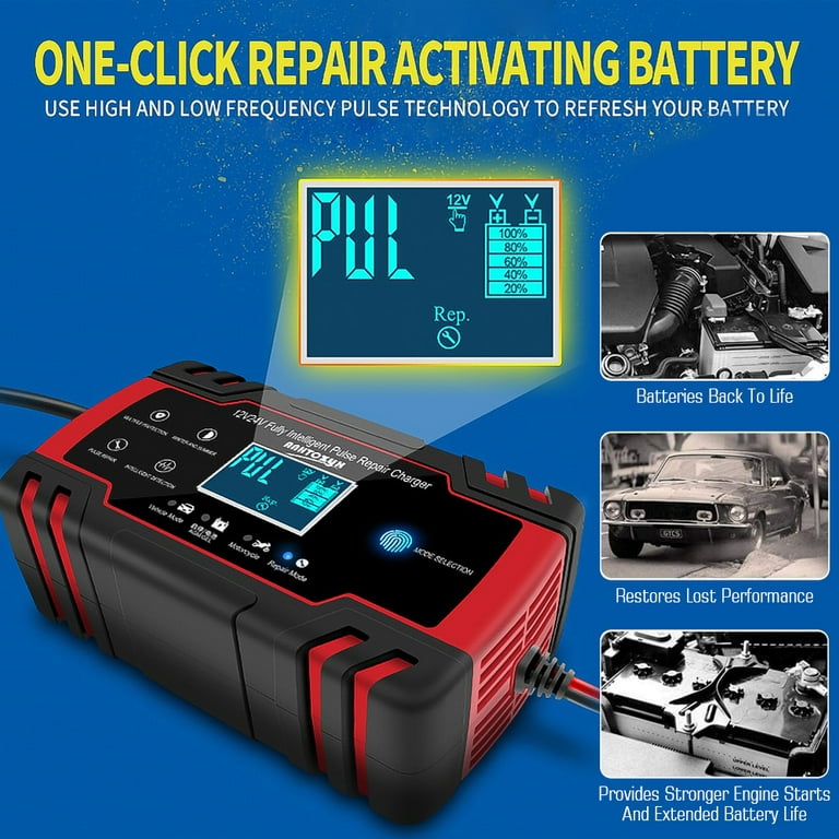 12 Volt Battery Charger 10A Manual Battery Charger 12v Automobile Car  Battery Trickle Charger Auto Deep Cycle AGM Smart Battery Maintainer  Adjustable