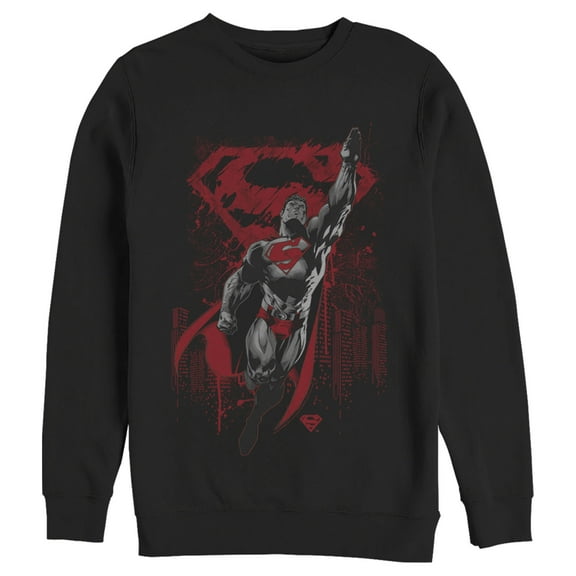 Men's Superman Grunge Hero Flight Sweatshirt Black X Large