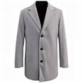 thumbnail image 5 of Men's Lapel Trench Coat Button Front Overcoat,Notched Collar Fleece Warm Outerwear Oversized Windproof Daily Casual Business Wear,Mid Lengthen,Gray,XXL, 5 of 6