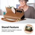 thumbnail image 4 of Dteck Zipper Wallet Case for Google Pixel 10 Pro XL,Magnetic Leather Card Slots Wallet Case with Shoulder Strap/Wrist Strap Shockproof Kickstand Cover,Brown, 4 of 7